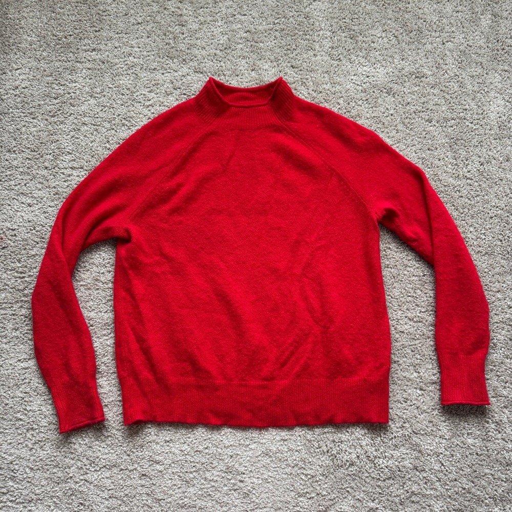 J.Crew Red Merino Wool Alpaca Blend Mock Neck Raglan Sweater Women M
